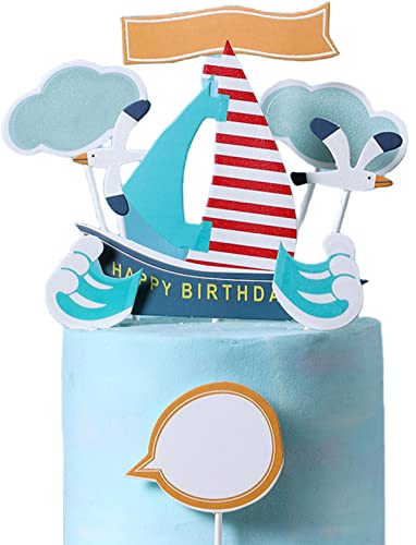 FAVORTALK Decoración para tartas, 1 juego de adornos para cupcakes de barco marino, decoración suave para tartas para bodas, decoraciones de alimentos (tiene una experiencia de navegación suave), 13