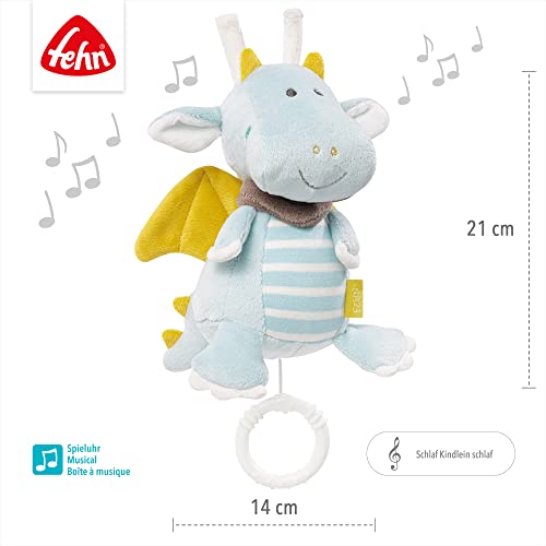 Fehn caja de música ayuda a dormir dragón - caja de música con mecanismo musical extraíble para colgar - melodía ayuda "Dormir niño dormir" - juguete musical para bebés y niños a partir de 0+ meses