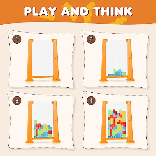FENYW Tetris del Juguete Acrílico, Puzzle Tetris de Madera, Juguetes Montessori niños 3 4 5 6 años 3D Cerebro Juguete Rompecabezas Inteligencia Colorido Bloques