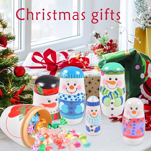 FGen Muñecas Rusas,Juguetes De Anidación De Navidad 5 Uds Matrioskas para Niños de Navidad Rusa Matryoshka muñecapara niños cumpleaños