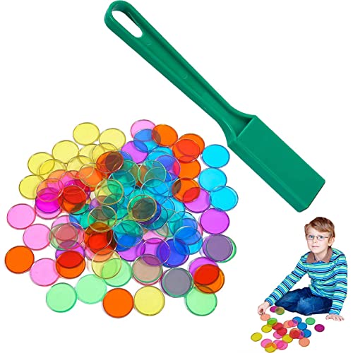 Fichas de bingo magnéticas,Contando juguetes con varilla magnética | Juego de fichas de bingo, contadores transparentes con 100 fichas de colores mezclados, fichas de juego, contadores para Generic