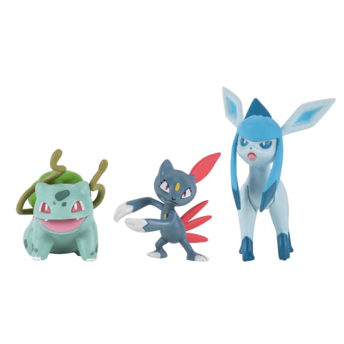 Figuras 5-8 cm, Bulbasaur Sneasel & Glaceon – Juguetes Pokemon Nueva 2022 – Figuras 3-Pack - Licenciado Oficialmente Pokemon