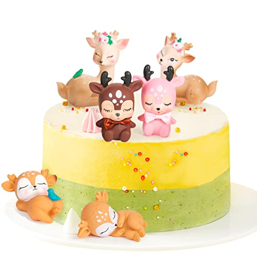 Figuras de ciervo, decoración para tartas, figuras de animales del bosque, figuras de animales del bosque, decoración para tartas de cumpleaños, figuras de animales del bosque