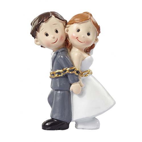 Figuras para tarta de boda con texto en inglés "Bride and Groom in Chains"
