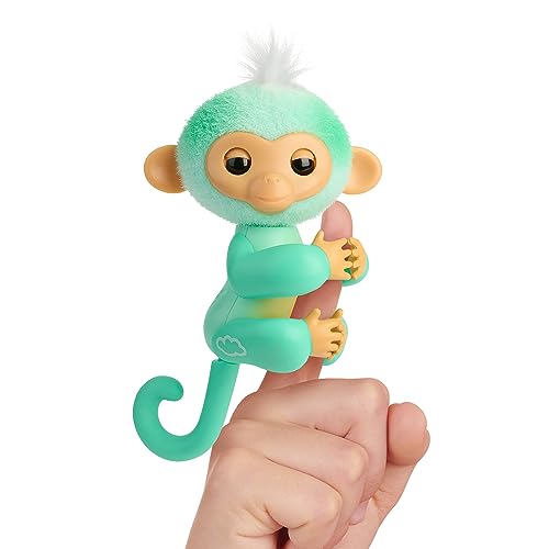 Fingerlings Nuevo Mono bebé Interactivo 2023 reacciona al Tacto - Más de 70 Sonidos y reacciones - AVA (Verde Azulado)