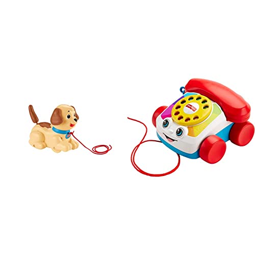 Fisher-Price Lil' Snoopy Pull Along Dog & Teléfono Carita Divertida - Juguetes Bebe 1 año - (Mattel FGW66)