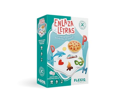 FlexiQ FXG003 - Enlaza Letras/Lliga Lletres, Juego Infantil de Mesa de Vocabulario y reacción (bilingüe). Más 6 años