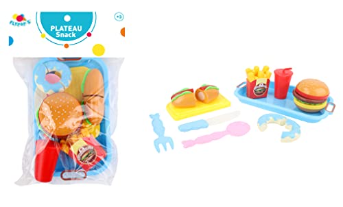 FLYPOP'S - Dinette Snack Fast Food Scratch À Découper - Juego de Imitación - 033621 - Multicolor - Plástico - Cocina - Juguete Infantil - Hamburguesa - 30 cm x 20 cm - A Partir de 3 años.