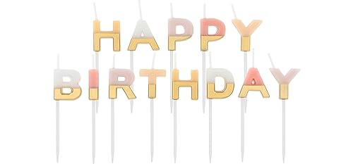 Folat B.V.- Folat 24208 Juego de Velas 'Happy Birthday' Pale Pastels-2 cm Adornos para Pasteles cumpleaños, Aniversario de Bodas, Graduación, Baby Shower, Fiesta de niños, Multicolor