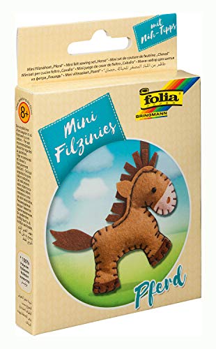 folia- Juego de Costura de Fieltro para niños – Mini filinia, Colgante de Caballo, 11 Piezas, Color carbón, pferd (52905)
