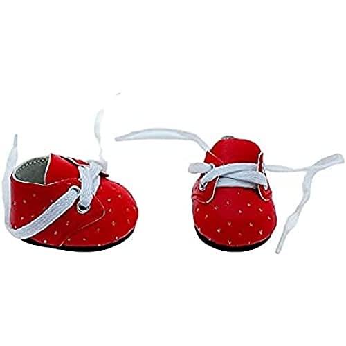 Folk Artesanía- Par Zapatos Piel Perforada Nancy Muñecas Sintra, Simona, Mari’s, Pepa’s, Naia Vidal Rojas Dolls, Color Rojo, 5.5x3.5cm (ZP-RJ)