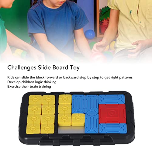 FOLOSAFENAR Challenges Slide Board, Slide Puzzle Board Toy Handheld Finger Ejercicio Intelectual Development For Travel Play(Negro)