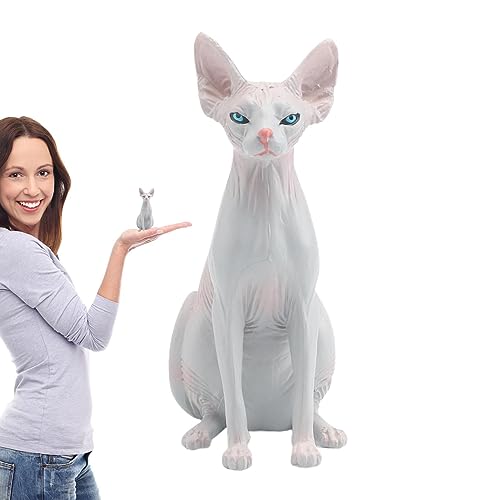 FULVO Modelo de simulación de Gato sin Pelo, Mini Figuras de Gato para Mascotas Juguete esfinge Gato Animales Figura Juguetes, 3.74 * 3.54 * 1.57in Mini Pet Cat Figuritas de Juguete para oficinas
