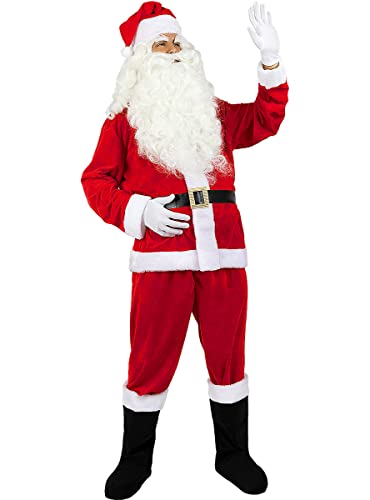 Funidelia | Disfraz de papá noel deluxe para hombre Santa Claus, Navidad, Papá Noel - Disfraces para adultos, accesorios para Fiestas, Carnaval y Halloween - Talla XXL - Rojo