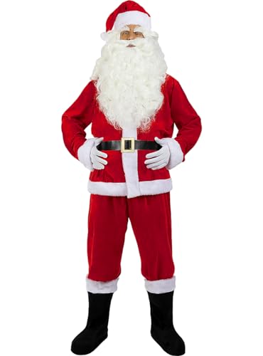 Funidelia | Disfraz de papá noel deluxe para hombre Santa Claus, Navidad, Papá Noel - Disfraces para adultos, accesorios para Fiestas, Carnaval y Halloween - Talla XXL - Rojo