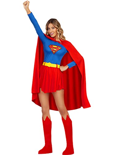 Funidelia | Disfraz de Supergirl para mujer Kara Zor-El, Superhéroes, DC Comics - Disfraz para adultos y divertidos accesorios para Fiestas, Carnaval y Halloween - Talla L - Rojo