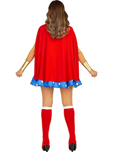 Funidelia | Disfraz de Wonder Woman sexy para mujer Mujer Maravilla, Superhéroes, DC Comics - Disfraz para adultos y divertidos accesorios para Fiestas, Carnaval y Halloween - Talla M - Rojo