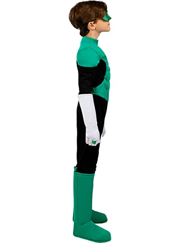 Funidelia | Disfraz Linterna Verde para niño Superhéroes, DC Comics, Green Lantern - Disfraz para niños y divertidos accesorios para Fiestas, Carnaval y Halloween - Talla 5-6 años - Verde