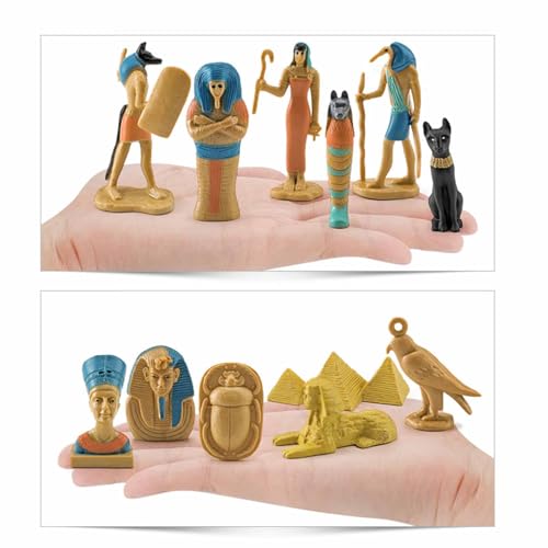 Fussbudget 12 Piezas de Figuras de Esfinge Egipcia Antigua de Juguete, Juguete Modelo de Reina Egipcia de PVC Tallado Exquisito para Exhibición de Espacio en el Hogar u Oficina