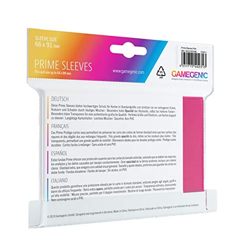 Gamegenic GGS11024ML Prime Sleeves (100-Pack), Pink