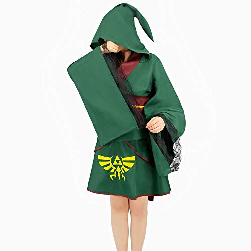 GaYouny Kimono Cardigan Traje De Halloween Cosplay Traje Juego De Zelda del Partido del Traje De Cosplay De Halloween Cosplay Zelda Kimono (Color : Green, Size : S)