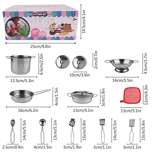 GLAITC Juguetes de Cocina para Niños Accesorios Juguetes de Chef para Niños Juego de Cocina de Acero Inoxidable para Niños Utensilios de Cocina Utensilios de Cocina Juego de sartenes para niños