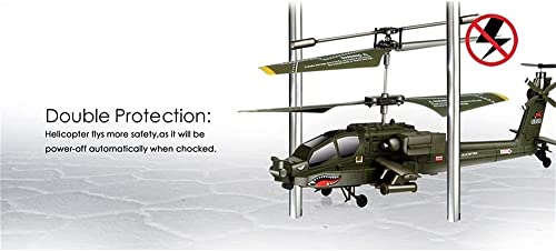 GLWO 3.5 canal Apache RC Helicóptero al aire libre Gran carga remota Helicóptero con estabilizador giroscópico RC Aeronave, despegue de un solo tecla y aterrizaje de altura fija inteligente for princi