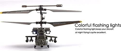 GLWO 3.5 canal Apache RC Helicóptero al aire libre Gran carga remota Helicóptero con estabilizador giroscópico RC Aeronave, despegue de un solo tecla y aterrizaje de altura fija inteligente for princi