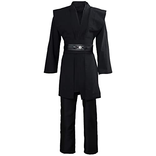 Gothden Disfraz de túnica Jedi con capucha de caballero, conjunto completo de Halloween, cosplay para hombres y adultos