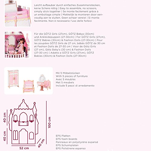 Götz 3402979 Castle Little Majesty Doll Accessorie - Suitable For Baby Dolls Size S (30-30 cm) and Standing Dolls Size XS (27 cm)