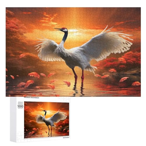 Grulla Blanca Rompecabezas De Madera— Puzzle Board Game, Best Gift for Adults and Kids, Unique Shape Jigsaw Pieces - （75 * 50cm）