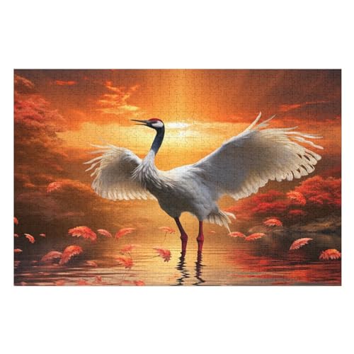 Grulla Blanca Rompecabezas De Madera— Puzzle Board Game, Best Gift for Adults and Kids, Unique Shape Jigsaw Pieces - （75 * 50cm）