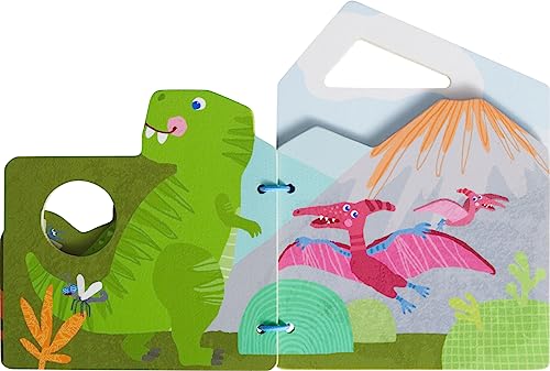 HABA Libro bebé Dinosaurios-Madera PEFC-Regalo bebé-10 Meses y más-306789, Color Colorido. (306789)