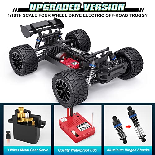 HAIBOXING Coche teledirigido, 2,4 GHz 1:18 proporcional 4WD 36+ km/h Hobby Offroad Monster RC Truck, impermeable RC Truggy RTR Toy