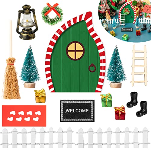 Haooryx 16pcs Navidad magia hadas en miniatura de madera puerta accesorios