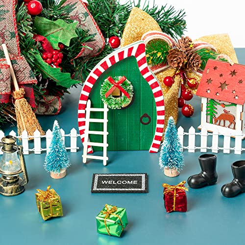 Haooryx 16pcs Navidad magia hadas en miniatura de madera puerta accesorios