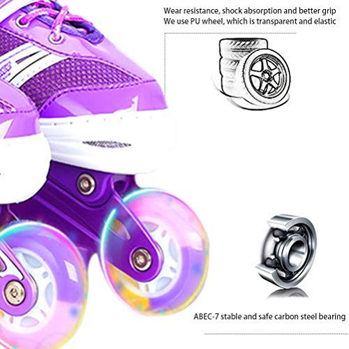 HAOXU Patines en línea iluminadores para niños, patines en línea ajustables con ruedas iluminadas para exteriores e interiores para niños y niñas