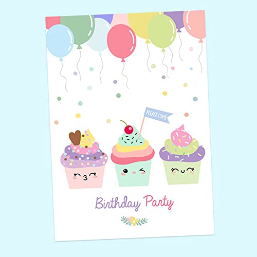 Happy Cupcakes, color Ready-to-Write Invitations