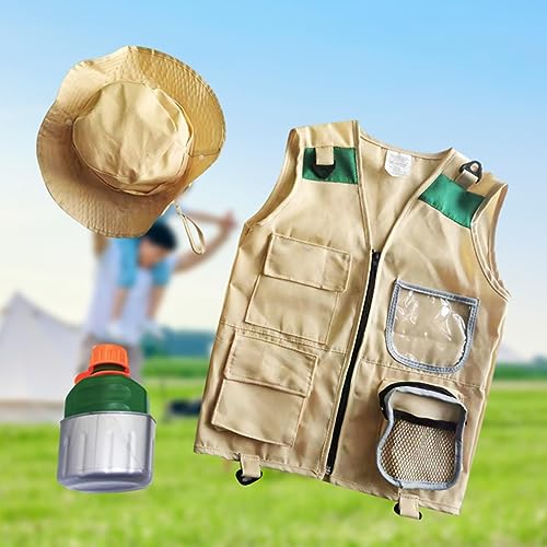 Harilla Conjunto de chaleco y sombrero de carga para niños, kits de explorador para niños, conjunto de disfraz de explorador para niños pequeños