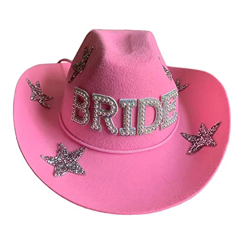 Harilla Moda Western Cowboy Hats Sunhat Casual Preppy Hat Mujeres Hombres Fedoras Gorras Jazz Top Hat para Juego de Roles Prom Halloween Fancy Dress, Rosado