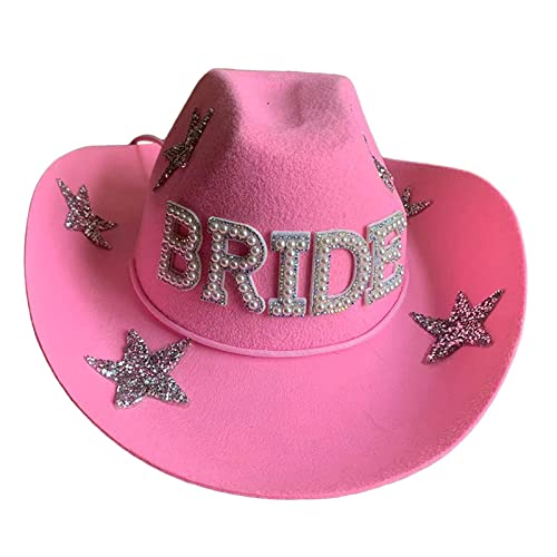 Harilla Moda Western Cowboy Hats Sunhat Casual Preppy Hat Mujeres Hombres Fedoras Gorras Jazz Top Hat para Juego de Roles Prom Halloween Fancy Dress, Rosado