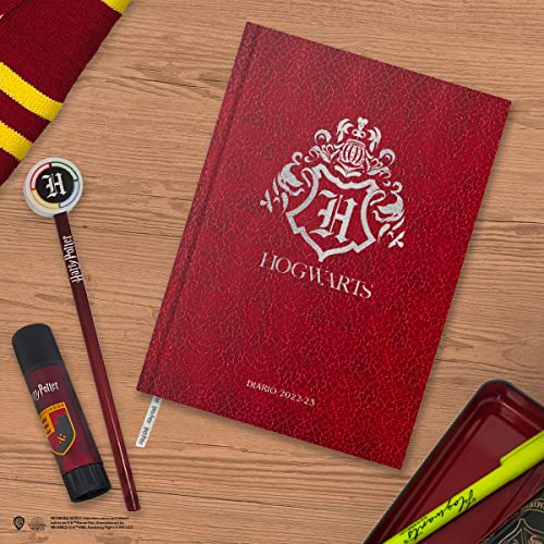 Harry Potter School Diary Dated 2022-2023, 10 Months, Sept 22 - Jun 23, Wizarding World School Diary with Sticker Limited Edition, 368 Pages, Hardcover, 13x17.8 cm, Burgundy