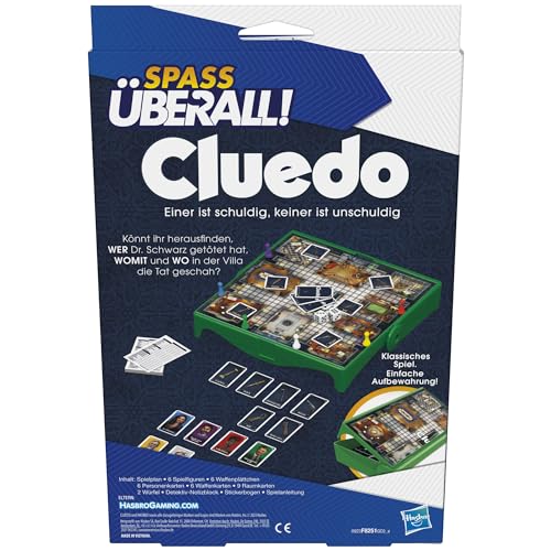 Hasbro Cluedo - Juego Compacto y portátil para 3-6 Jugadores, Juego de Viaje para niños, diversión en Cualquier Lugar