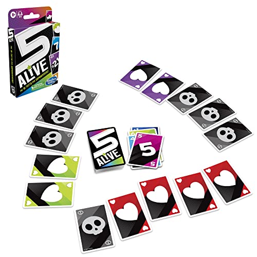 Hasbro Gaming Juego de Cartas 5 Alive para niños y familias, Juegos para Toda la Familia, Juegos de Cartas rápidos de 2 a 6 Jugadores
