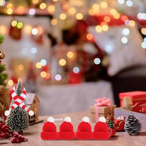 HBSFBH Mini Sombrero de Navidad, 20 Piezas Mini Gorros de Santa y Bufanda, Minigorro de Lana para Muñecas, Mini Bufanda de Navidad, Lollipop Gorra Navideño, Adecuado para Adornos de Mesa, Fiesta