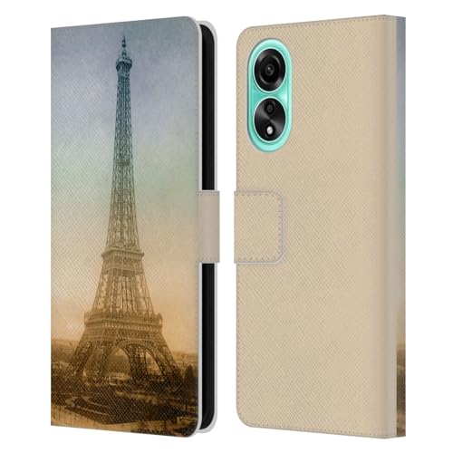 Head Case Designs Licenciado Oficialmente Simone Gatterwe Torre Eiffel Tierras Y Lugares Carcasa de Cuero Tipo Libro Compatible con OPPO A78 5G