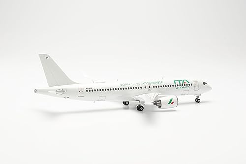 Herpa Miniatura del avión ITA Airways Airbus A220-300 Born to be Sustainable – EI-HHI, Escala 1/500, Modelo prefabricado, maqueta de colleción, modelismo, Avion sin Soporte, Figura Metal