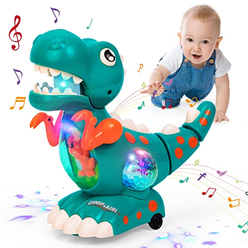 Highttoy Juguetes Niños 1 Año, Juguete Dinosaurio Que Gatear con Música y Luces Juguetes Bebes 9 12 18 Meses Juguetes Musical Bebes Dinosaurios Interactivo Regalos Niños 1 2 3 Años