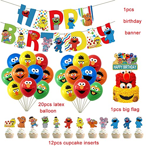 Hilloly Sesame Street Cumpleaños Decoracion 36 Pcs Cumpleaños Globos Sesame Street Cumpleaños Decoracion Latex Globos para Niños Decoración De Cumpleaños