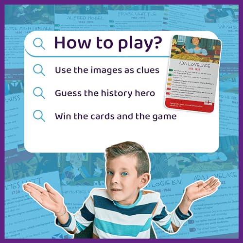 History Heroes: INVENTORS - Juego de cartas STEM para niños, adultos, noche de juegos, juego de fiesta familiar sobre inventores y ciencia, juego de conversación divertido y educativo